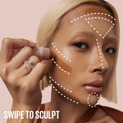 Maybelline Lifter Stix blended swatches on arm showing buildable coverage and natural finish