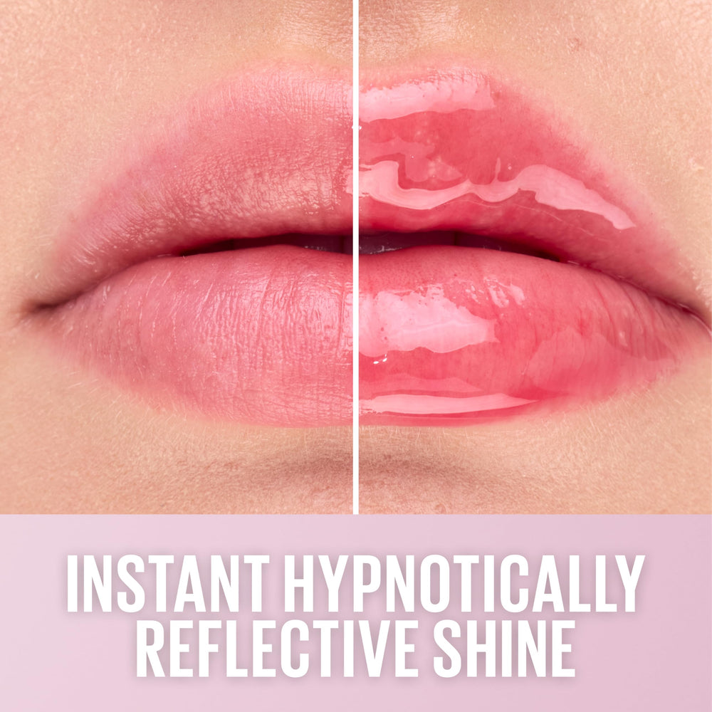 MAYBELLINE swatch of Sugar Spritz on hand illustrating sheer hot-pink tint