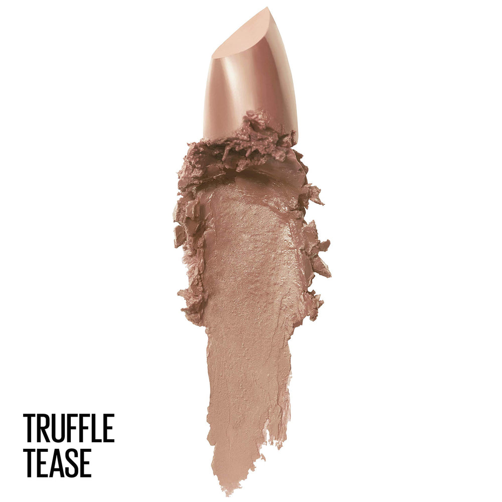 Maybelline opened lipstick texture close-up highlighting creamy hydrating formula