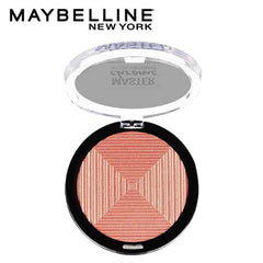 Maybelline pan close-up revealing metallic rose gold texture and reflective pearls