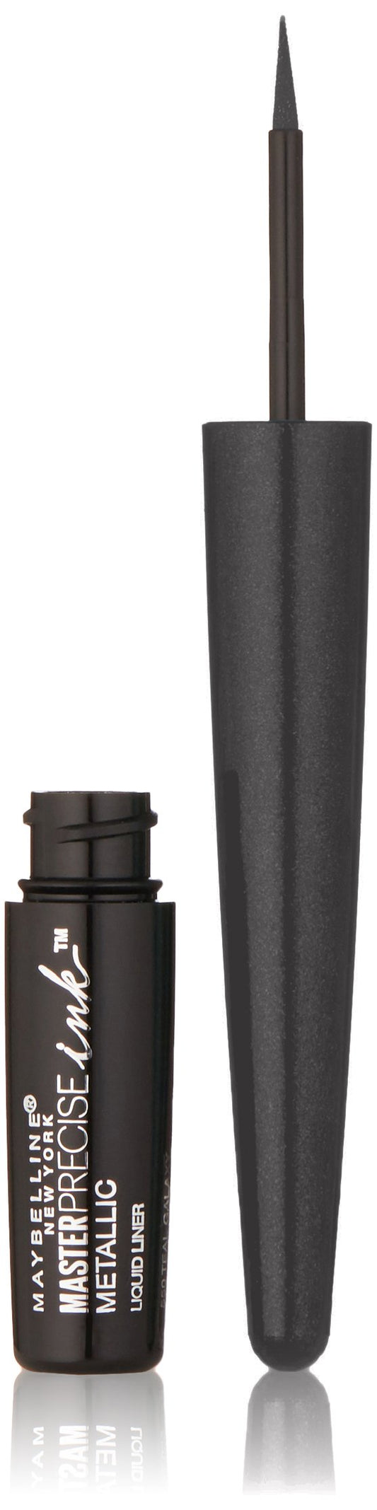 Maybelline Master Precise Ink metallic front packaging shows product and shade benefits