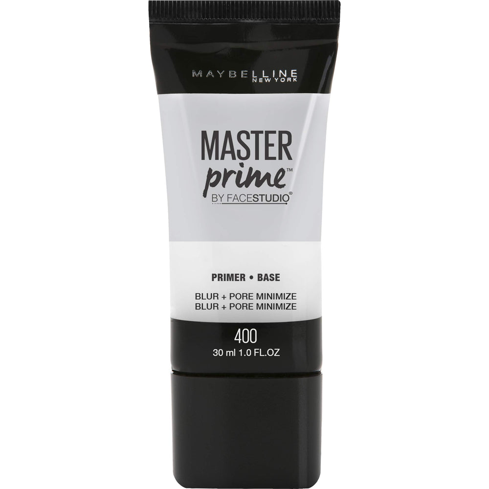 MAYBELLINE front packaging of Master Prime primer showing bottle and label for quick ID and shelf appeal