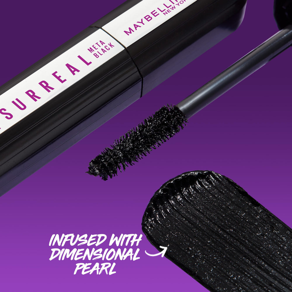 Maybelline Meta Black swiped on lashes showing length and shine