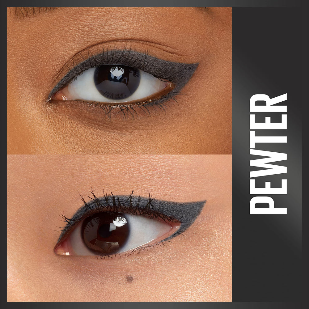 Maybelline pewter tip close-up highlighting self-sharpening precision for fine lines