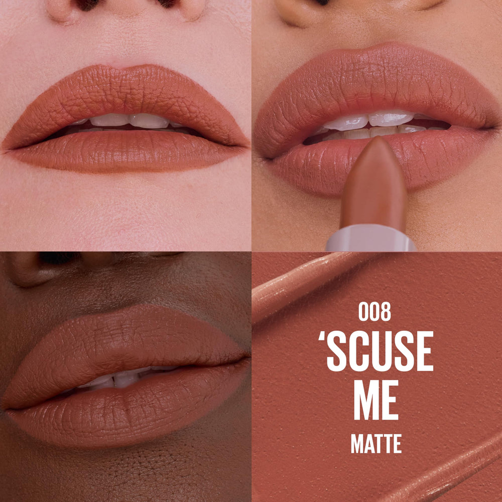 Maybelline close-up of contoured lipstick bullet for precise application benefit