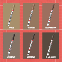 Maybelline shade swatches on arm illustrating Deep Brown pigment and blendable coverage