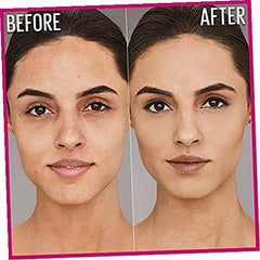 Maybelline powder being applied with brush showing even blend benefit