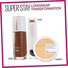 Maybelline compact in a purse flatlay showing on-the-go touch-up convenience