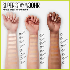 MAYBELLINE texture swatches on arm showing full-coverage pigment payoff