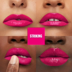 MAYBELLINE glossy texture swipe on paper showing pigment payoff and instant shine