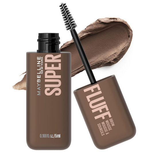 Maybelline Superfluff front packaging in Medium Brown shows product benefit of natural fullness