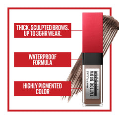 Maybelline size comparison next to fingers showing travel‑friendly compact benefit