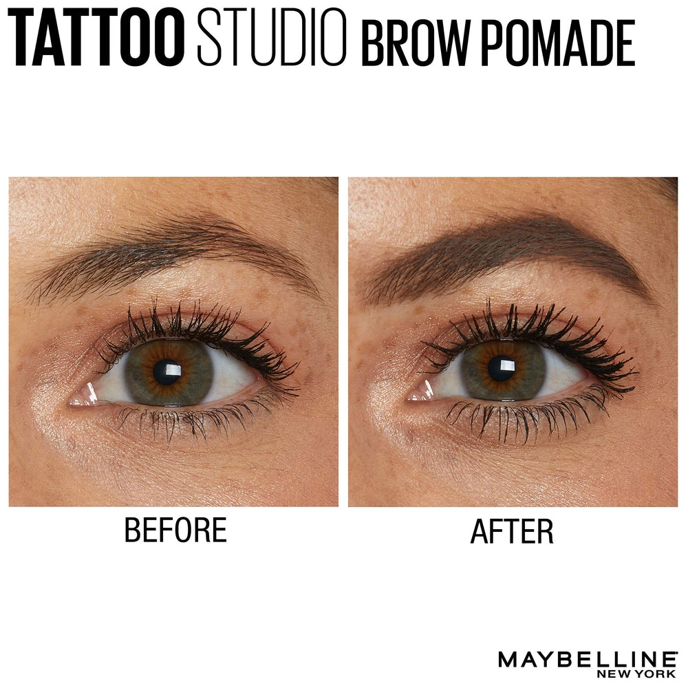MAYBELLINE before and after brows illustrating fuller, sculpted results