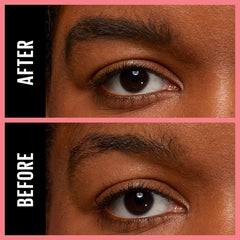 Maybelline teardrop tip close-up showing precise shape for hair-like strokes and versatile coverage benefit