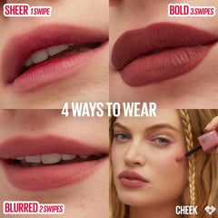 Maybelline arm swatches showing shade range and buildable color payoff