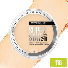 Maybelline texture close-up of powder finish highlighting smooth blendability benefit