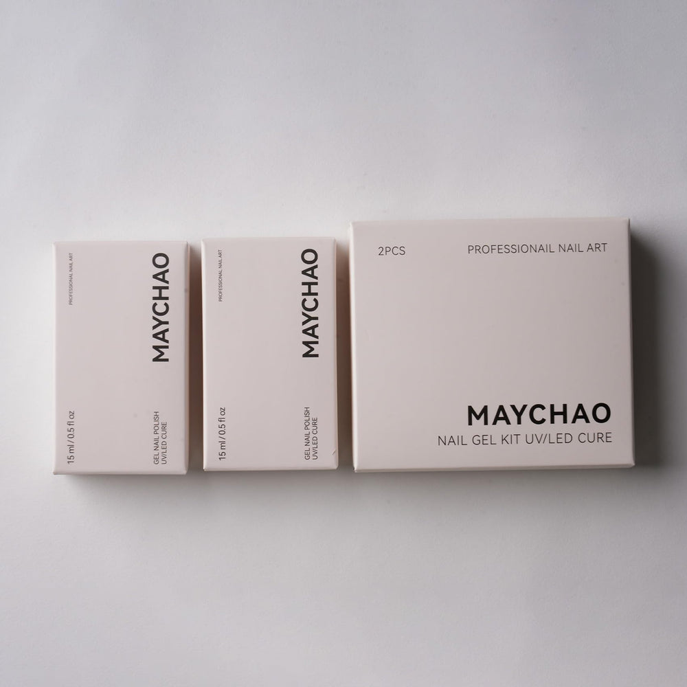 MAYCHAO cured manicure close-up displaying long-lasting gloss finish