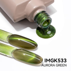 MAYCHAO brush stroke of Aurora Green showing smooth coverage benefit