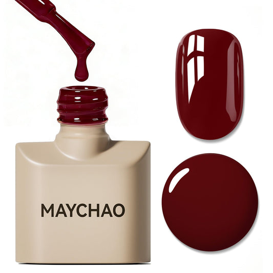 MAYCHAO bottle front showing deep burgundy shade and neat cap, clear product identity and color