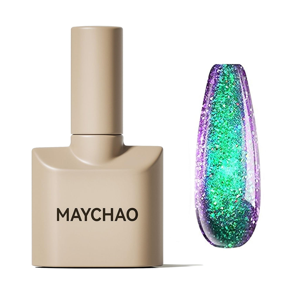 MAYCHAO front bottle shot showing green-to-purple color, highlights professional finish