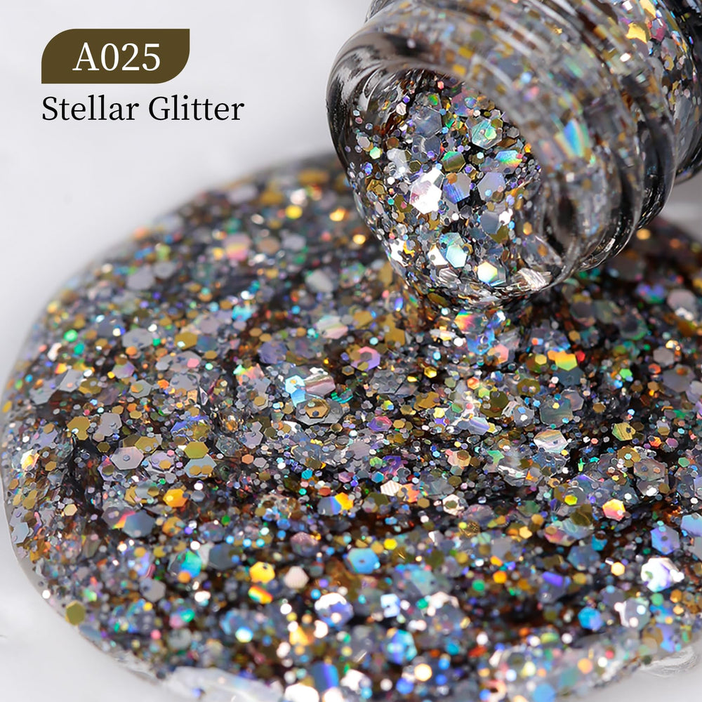 MAYCHAO close-up glitter texture revealing holo sparkle and fine particle shine benefit
