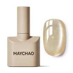 MAYCHAO bottle front view showing champagne gold color and gleaming finish