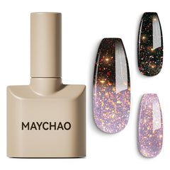 MAYCHAO front bottle showing label and glitter for clear product identification and appeal