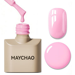 MAYCHAO front bottle view showing pink shade and branding, highlights salon-ready ease