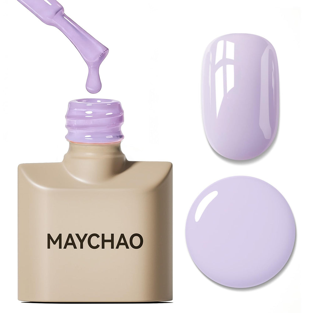 maychao lilac purple bottle front showing product and color, great for at-home mani
