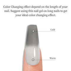 MAYCHAO nail swatches showing gradient shift between dark and light grey for visual effect