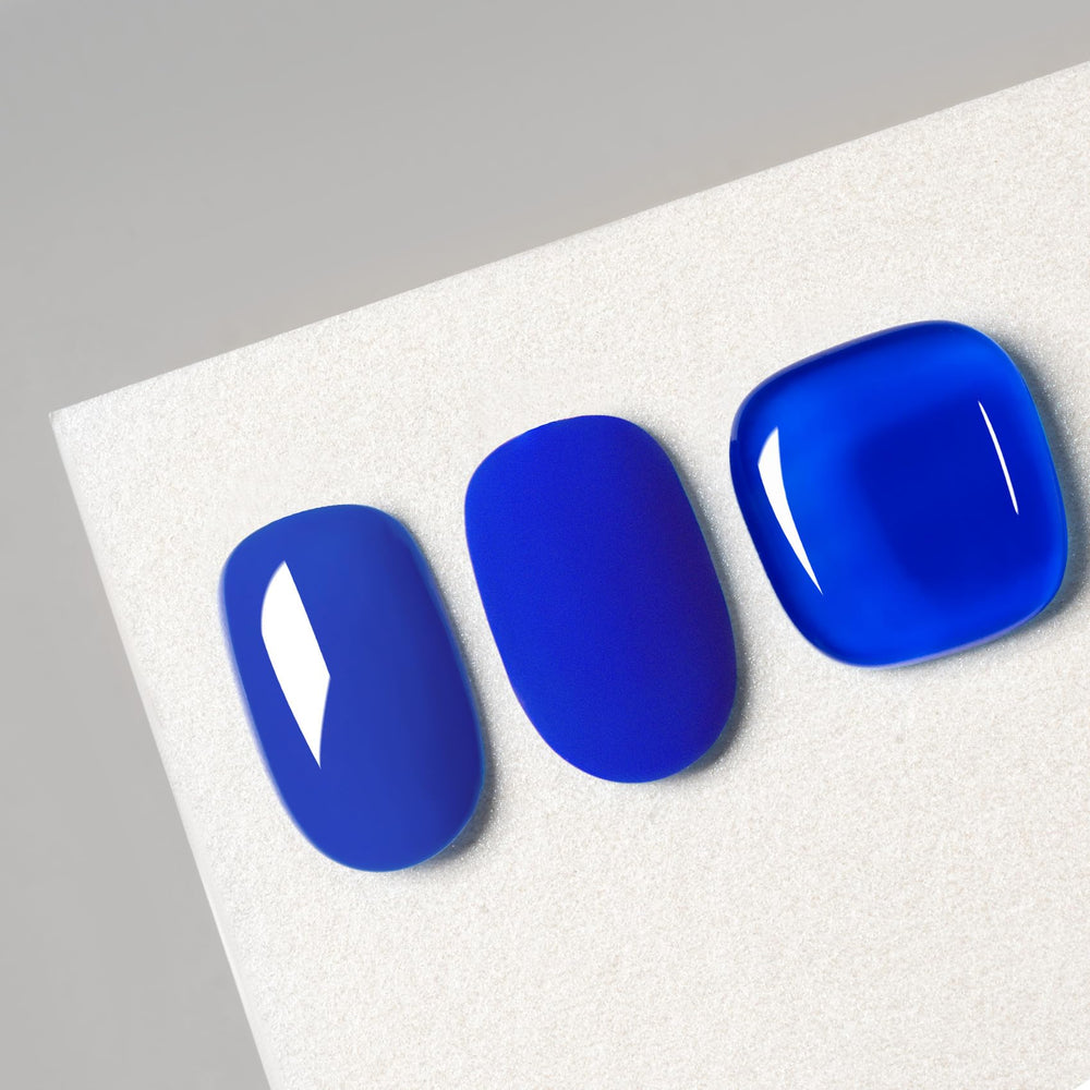 MAYCHAO close-up texture of cured neon blue surface showing glossy smoothness
