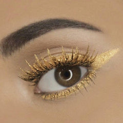 Maydear mascara applied on closed lashes showing added length and clean definition
