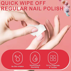 MAYEEN wipe applied to nail demonstrating fast polish removal benefit