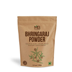 MB Herbals front packaging view highlighting pure bhringraj powder and pack benefits