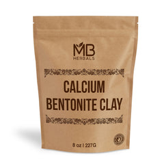 MB Herbals front packaging of calcium bentonite clay, clear labeling and benefit