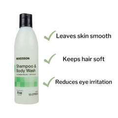 McKesson being used in shower to cleanse hair and body gently