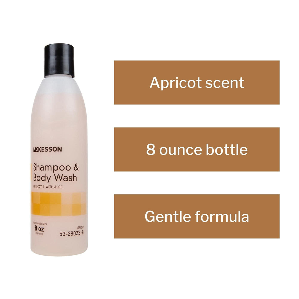 McKesson bottle beside travel items showing compact 8 oz size convenience