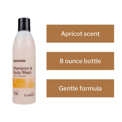 McKesson bottle beside travel items showing compact 8 oz size convenience