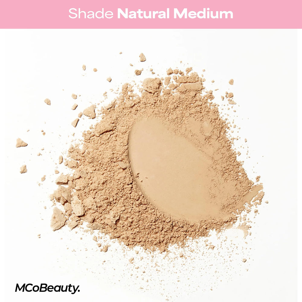 MCoBeauty compact in hand to show size and travel-friendly convenience