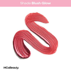 MCoBeauty small dots of Blush Glow on cheek demonstrating targeted application