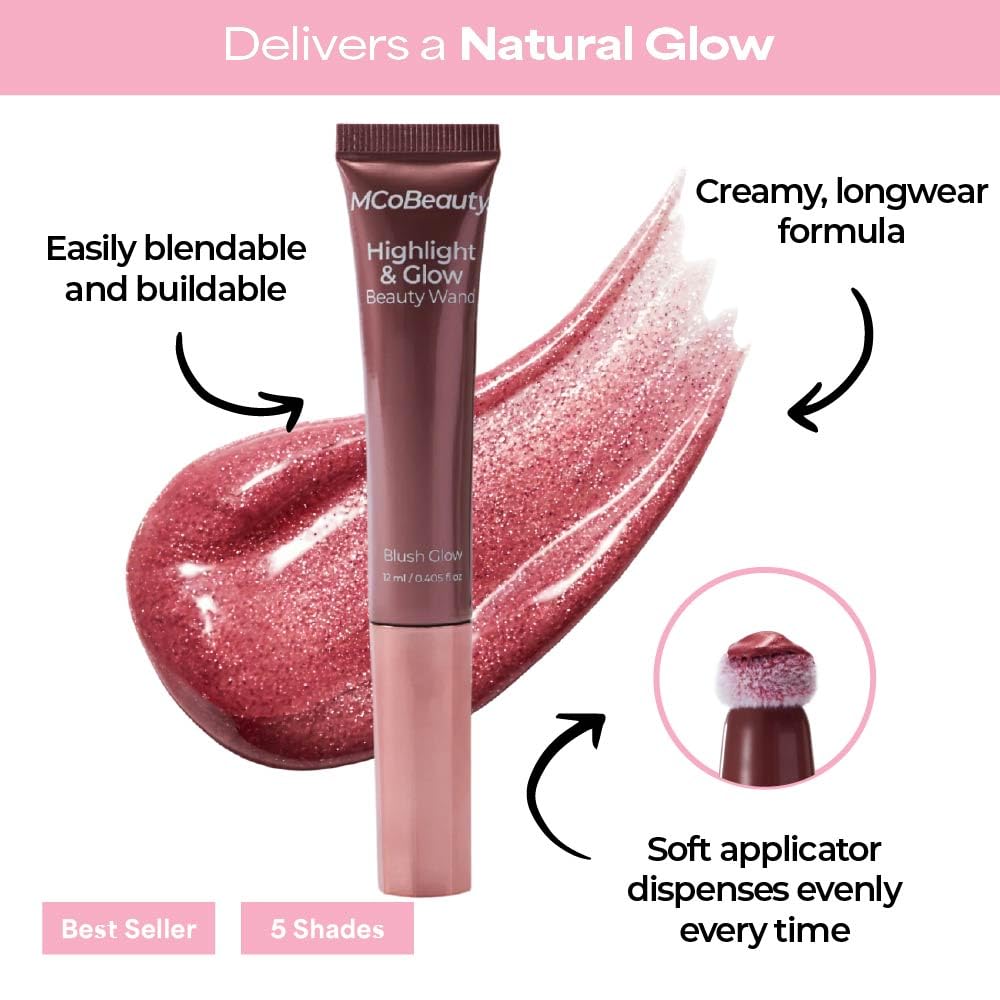 MCoBeauty liquid texture swiped on skin illustrating blendable luminous finish