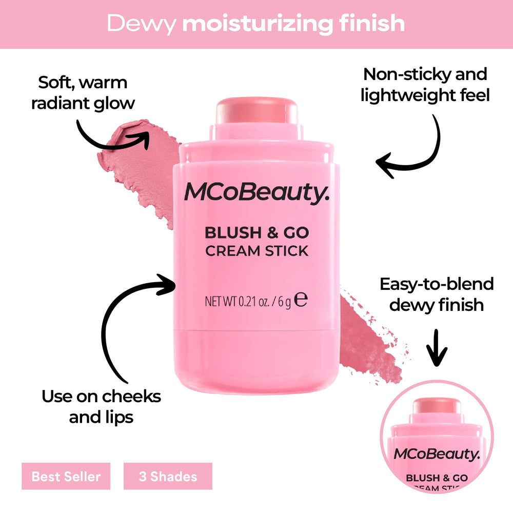 MCoBeauty texture swipe of Baby Pink showing blendable dewy finish