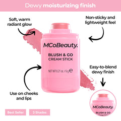 MCoBeauty texture swipe of Baby Pink showing blendable dewy finish