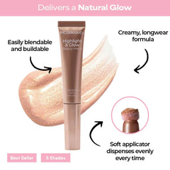 MCoBeauty liquid texture swiped on skin demonstrating buildable glow