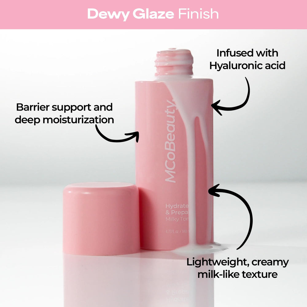 MCoBeauty pouring toner into hands for quick, absorbent application