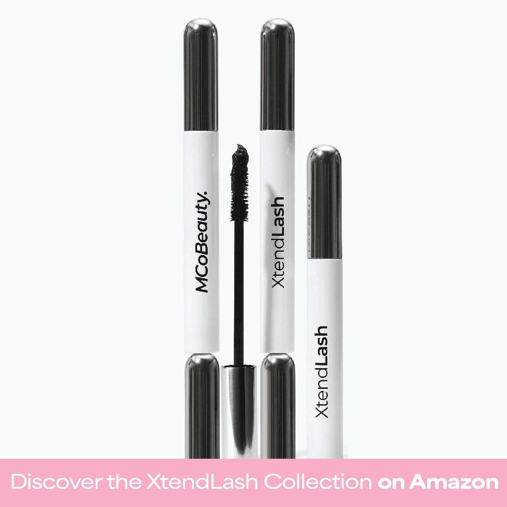 MCoBeauty XtendLash applied on model lifting lashes for visible curl and wide‑eyed effect