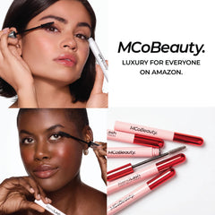 MCoBeauty XtendLash lifestyle image of woman applying mascara for polished eye look
