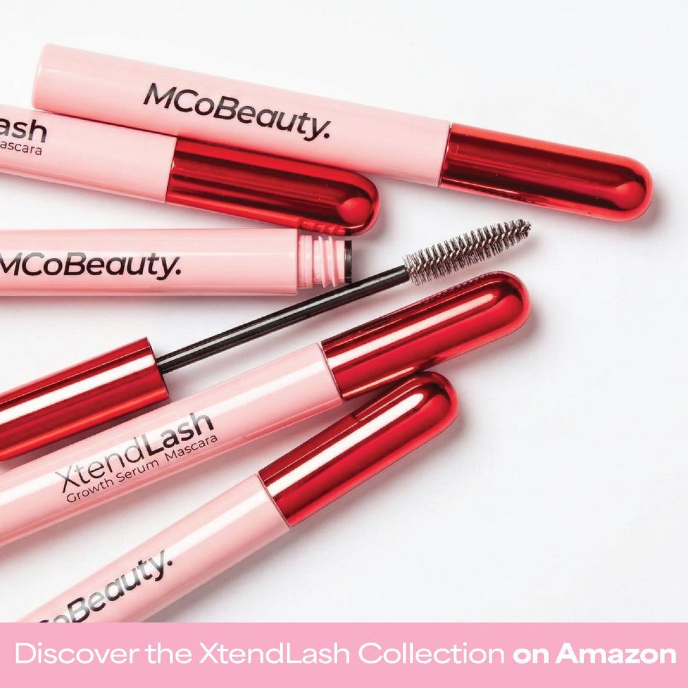 MCoBeauty XtendLash packaging label and ingredients view showing vegan cruelty-free badge