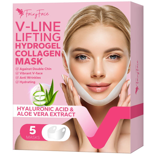 MCOMCE front packaging showing five V line masks and benefits