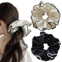 mdgfge front packaging showing two polka dot scrunchies and clear styling benefit